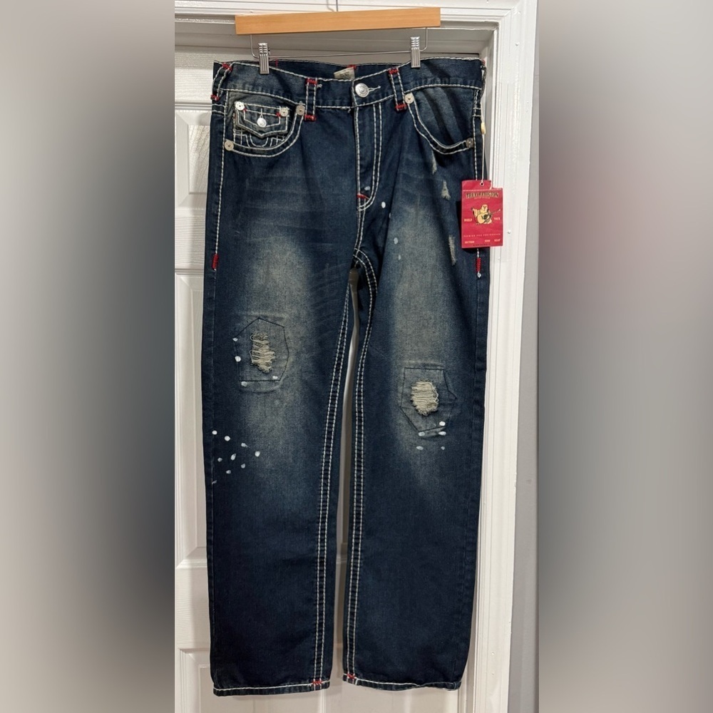 True Religion Dark Blue Distressed Jeans